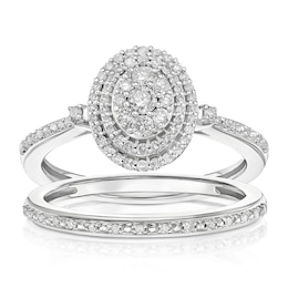 Perfect Fit 9ct White Gold Oval 0.33ct Diamond Bridal Set
