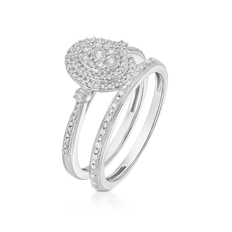 Main Image 2 of Perfect Fit 9ct White Gold Oval 0.33ct Diamond Bridal Set