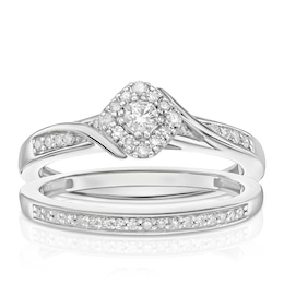Perfect Fit Sterling Silver Twist 0.25ct Diamond Bridal Set