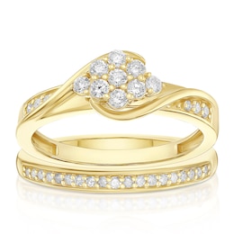 Perfect Fit 9ct Gold Twist Floral 0.33ct Diamond Bridal Set