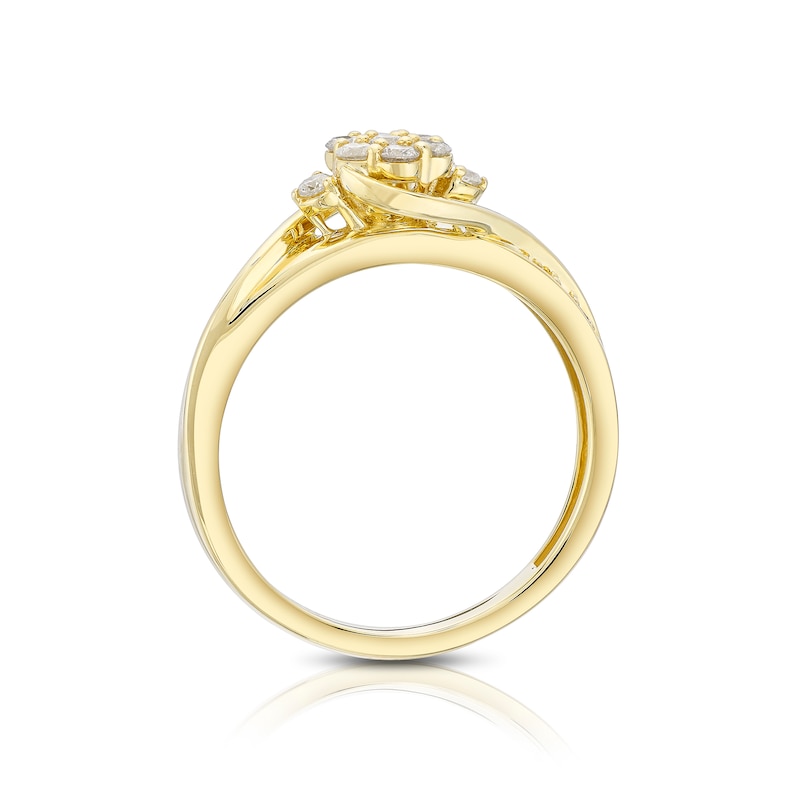 Main Image 3 of Perfect Fit 9ct Gold Twist Floral 0.33ct Diamond Bridal Set