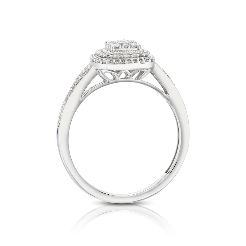 Main Image 3 of Perfect Fit Sterling Silver with Platinum Plating Cushion 0.40ct Diamond Bridal Set