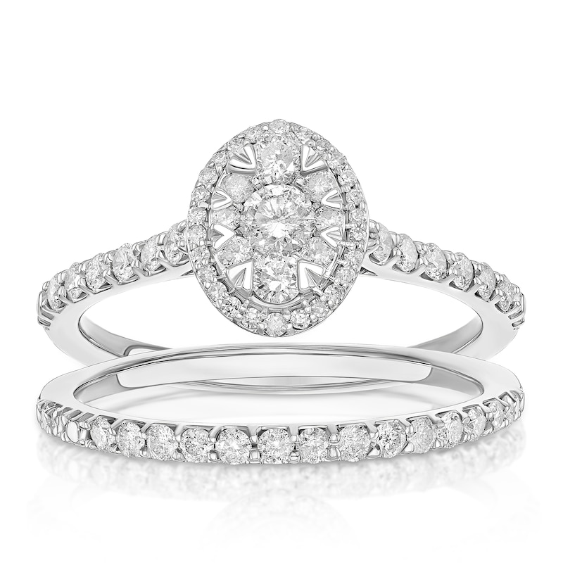 Main Image 1 of Perfect Fit Platinum Oval 0.66ct Diamond Bridal Set