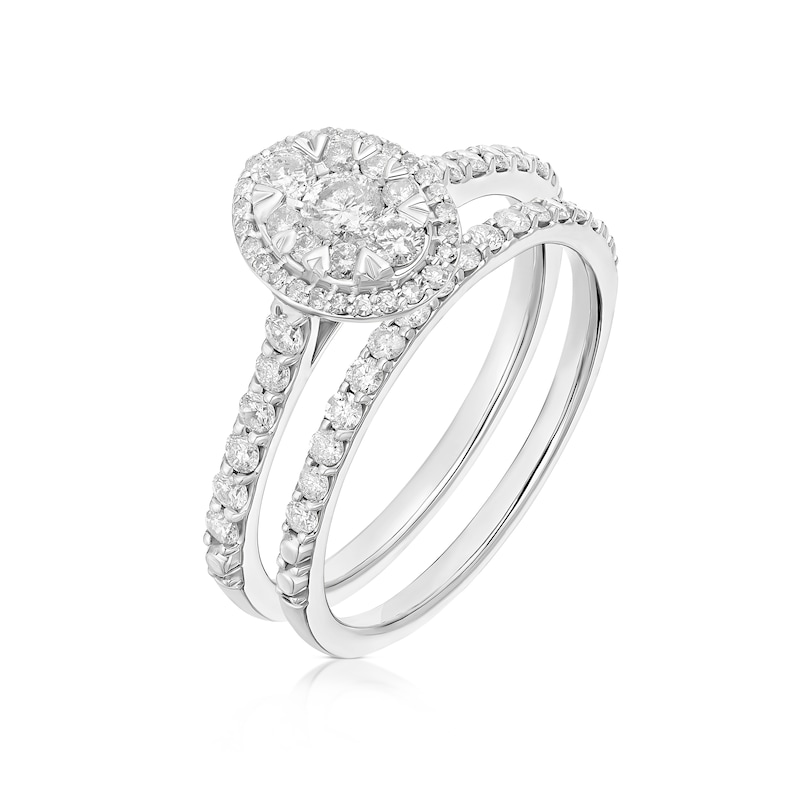 Main Image 2 of Perfect Fit Platinum Oval 0.66ct Diamond Bridal Set