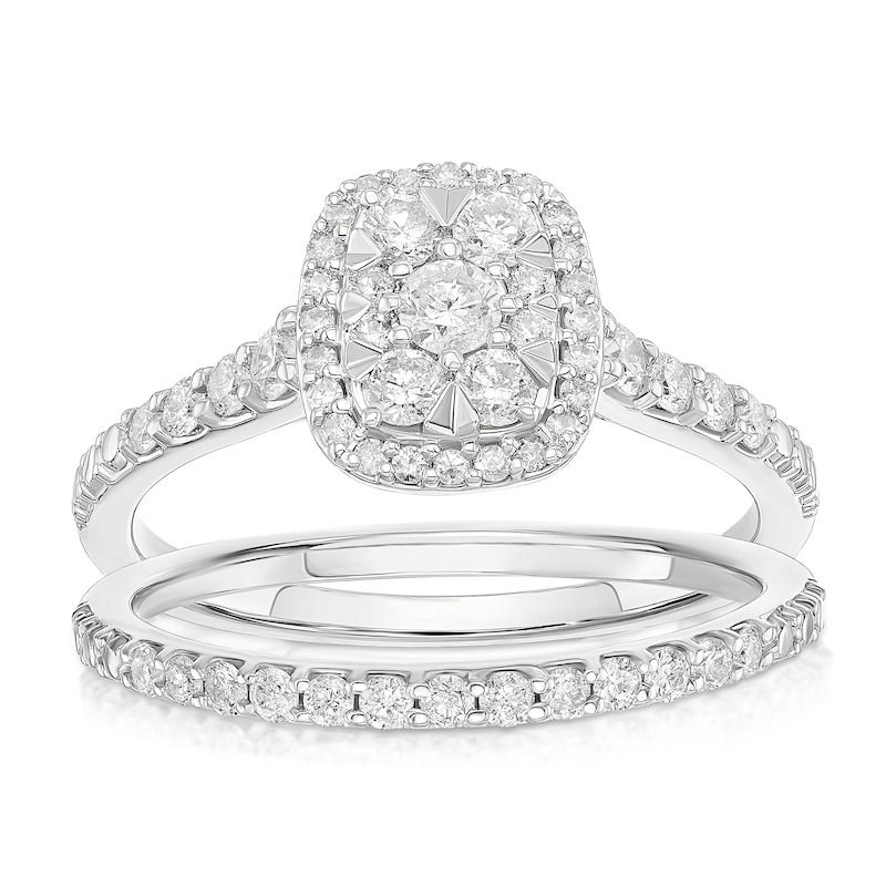 Main Image 1 of Perfect Fit Platinum Emerald Cut 0.66ct Diamond Bridal Set