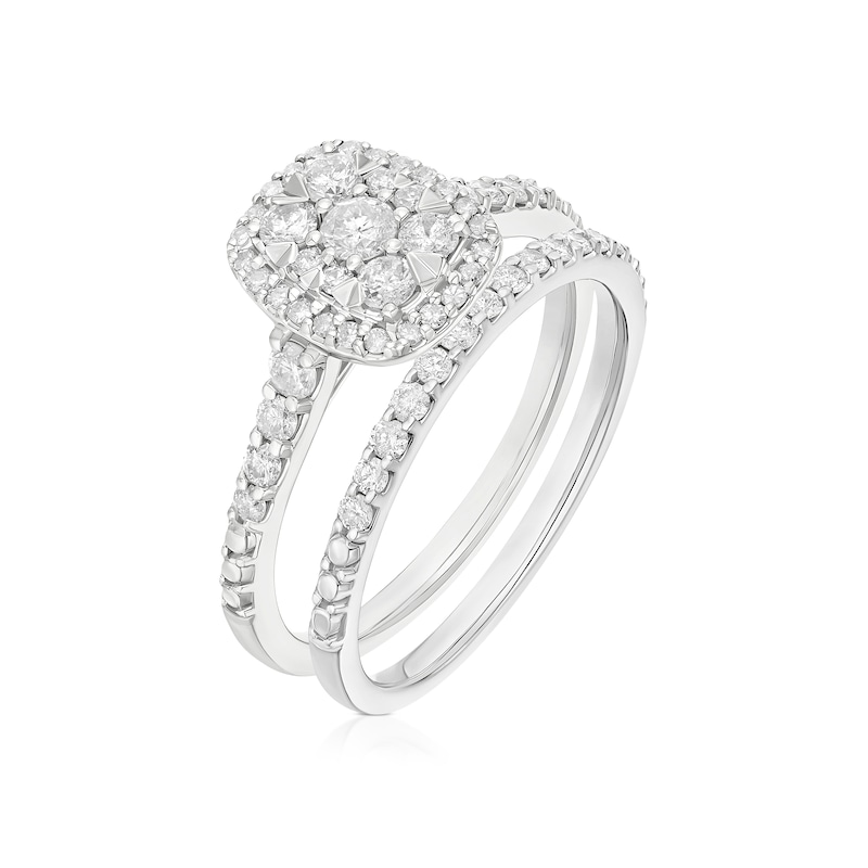 Main Image 2 of Perfect Fit Platinum Emerald Cut 0.66ct Diamond Bridal Set