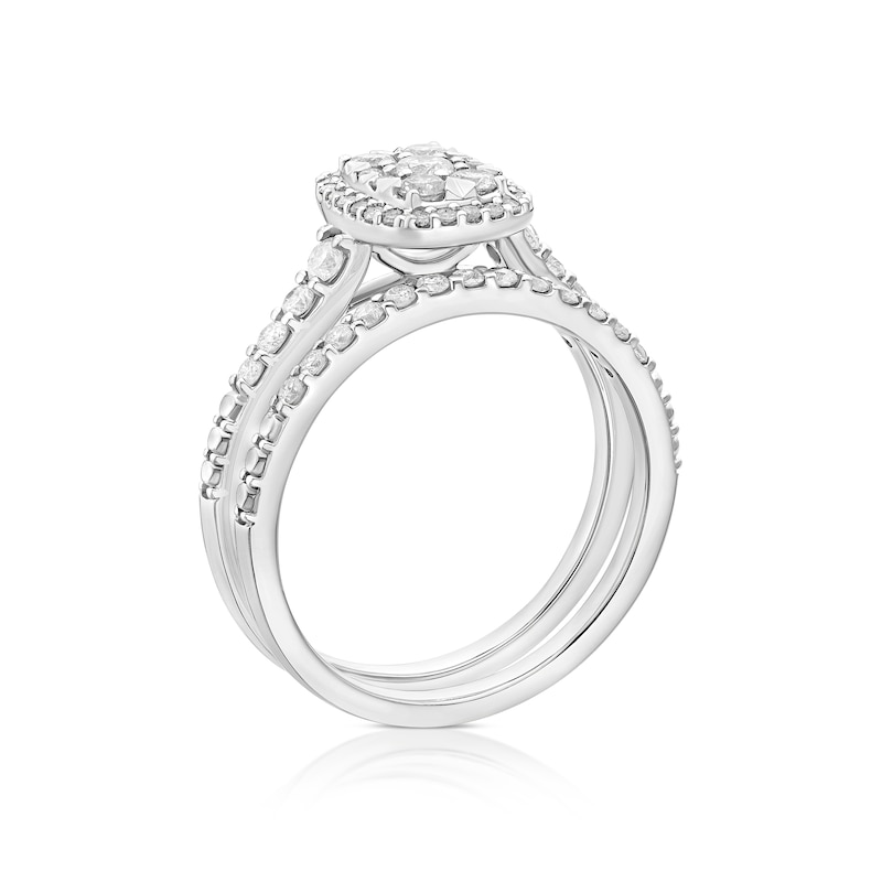 Main Image 3 of Perfect Fit Platinum Emerald Cut 0.66ct Diamond Bridal Set