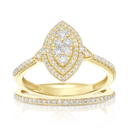Perfect Fit 9ct Gold Marquise 0.40ct Diamond Bridal Set