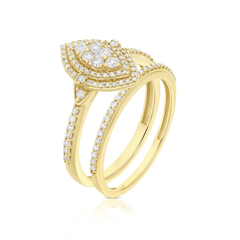 Main Image 2 of Perfect Fit 9ct Gold Marquise 0.40ct Diamond Bridal Set