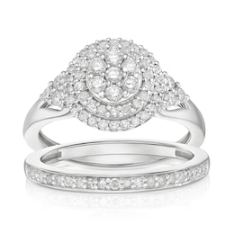 Perfect Fit Sterling Silver Round 0.66ct Diamond Bridal Set