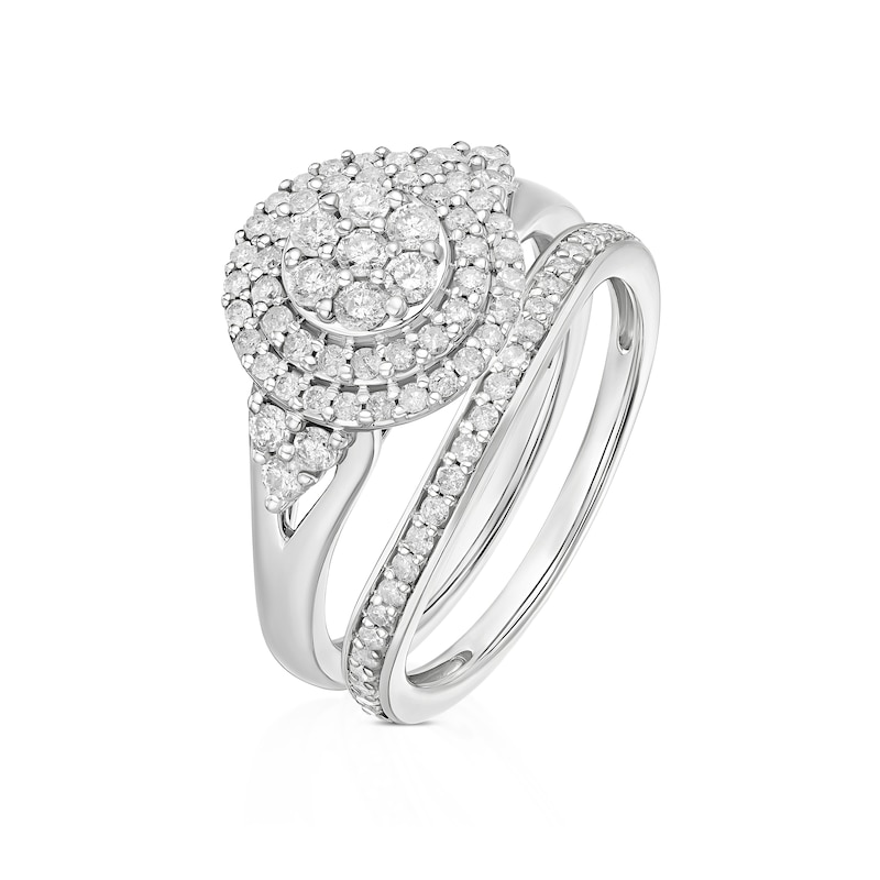 Main Image 2 of Perfect Fit Sterling Silver Round 0.66ct Diamond Bridal Set