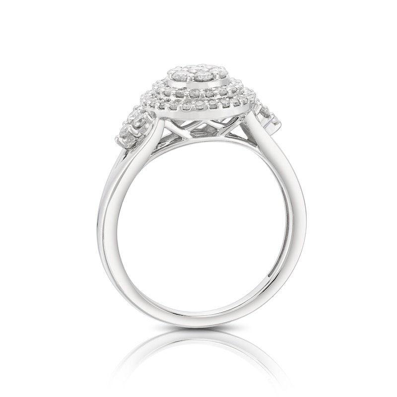Main Image 3 of Perfect Fit Sterling Silver with Platinum Plating Round 0.66ct Diamond Bridal Set