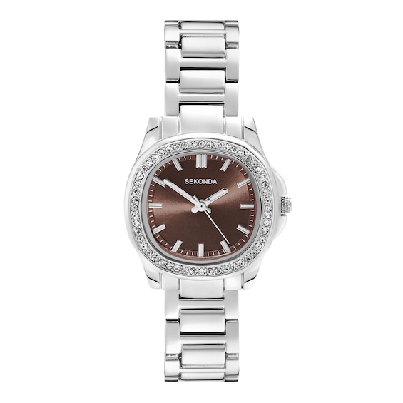 Sekonda Octaire Women's Brown Dial Silver Tone Bracelet Watch
