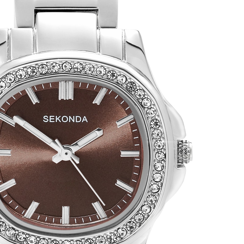 Main Image 2 of Sekonda Octaire Women's Brown Dial Silver Tone Bracelet Watch