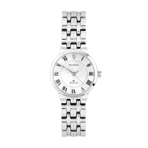 Sekonda Womens Classic Mother of Pearl and Diamond Dial Silv