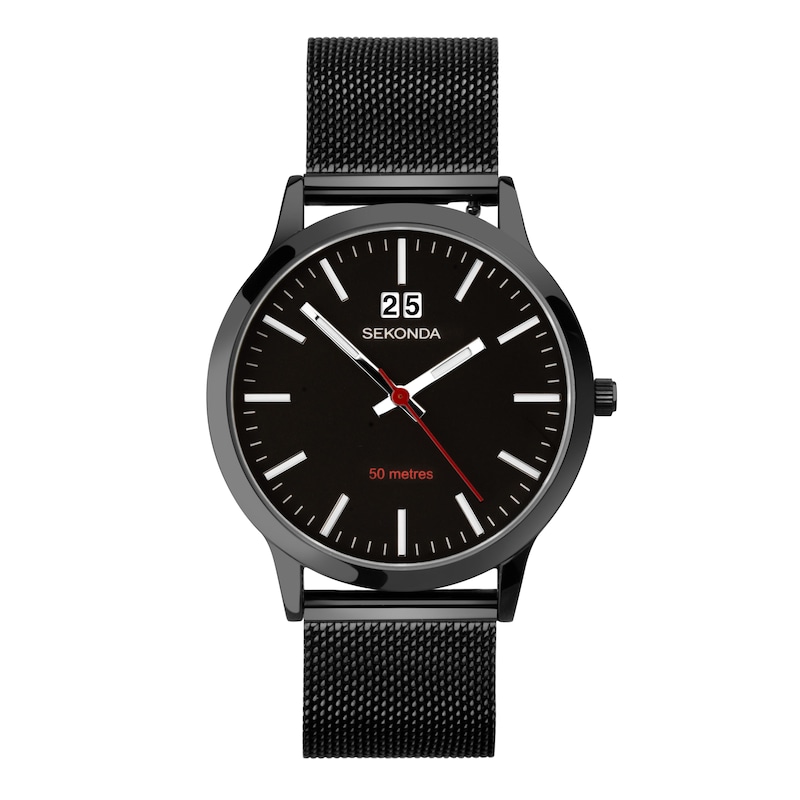 Main Image 1 of Sekonda Nordic Black Dial & Black Stainless Steel Bracelet Watch
