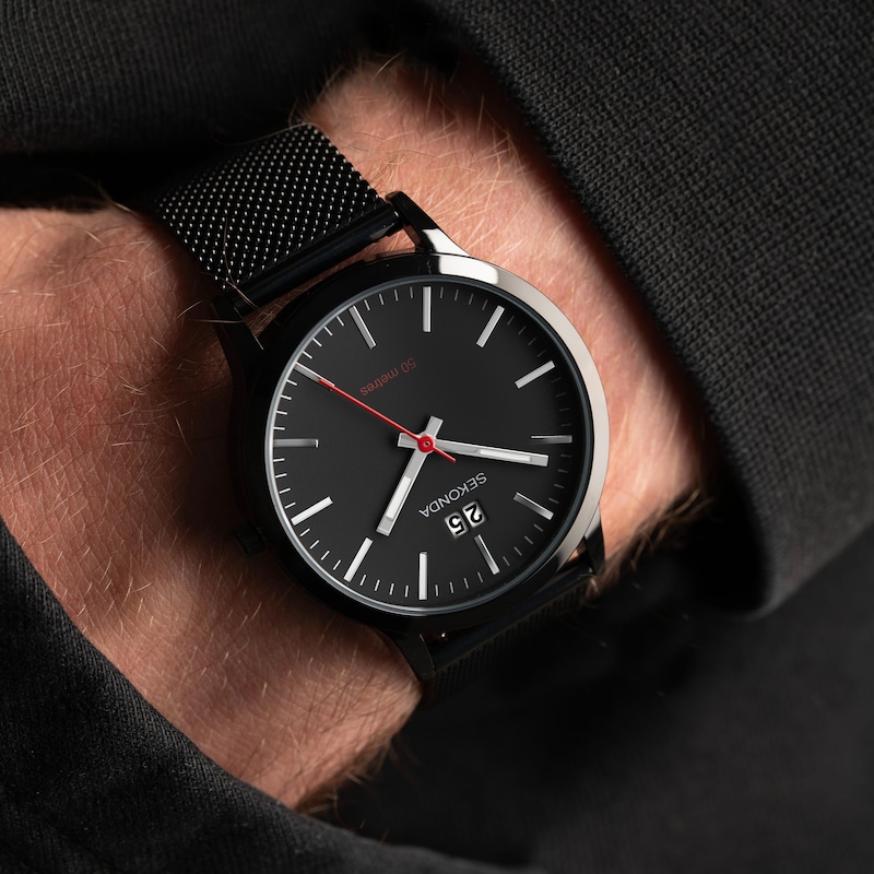 Main Image 6 of Sekonda Nordic Black Dial & Black Stainless Steel Bracelet Watch