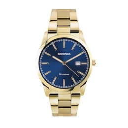 Sekonda Taylor Blue Dial Gold Tone Stainless Steel Bracelet Watch
