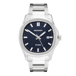 Sekonda Octaire Men's Blue Dial Silver Tone Stainless Steel Bracelet Watch
