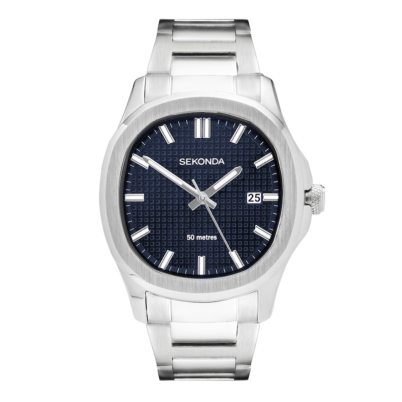 Main Image 1 of Sekonda Octaire Men's Blue Dial Silver Tone Stainless Steel Bracelet Watch