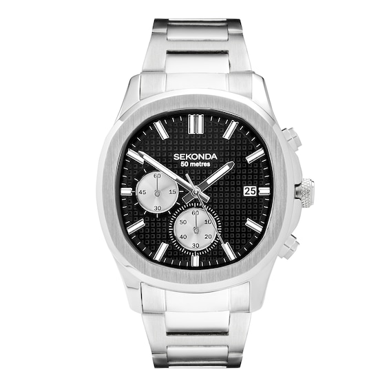 Sekonda Octaire Mens Chronograph Black Dial Stainless Steel 