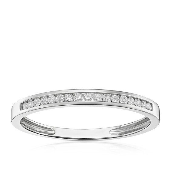 Engagement Ring 9ct White Gold Channel Set 0.10ct Diamond Ri