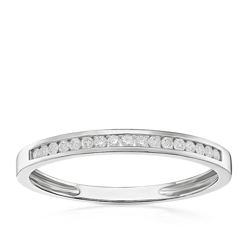 Main Image 1 of Engagement Ring 9ct White Gold Channel Set 0.10ct Diamond Ring