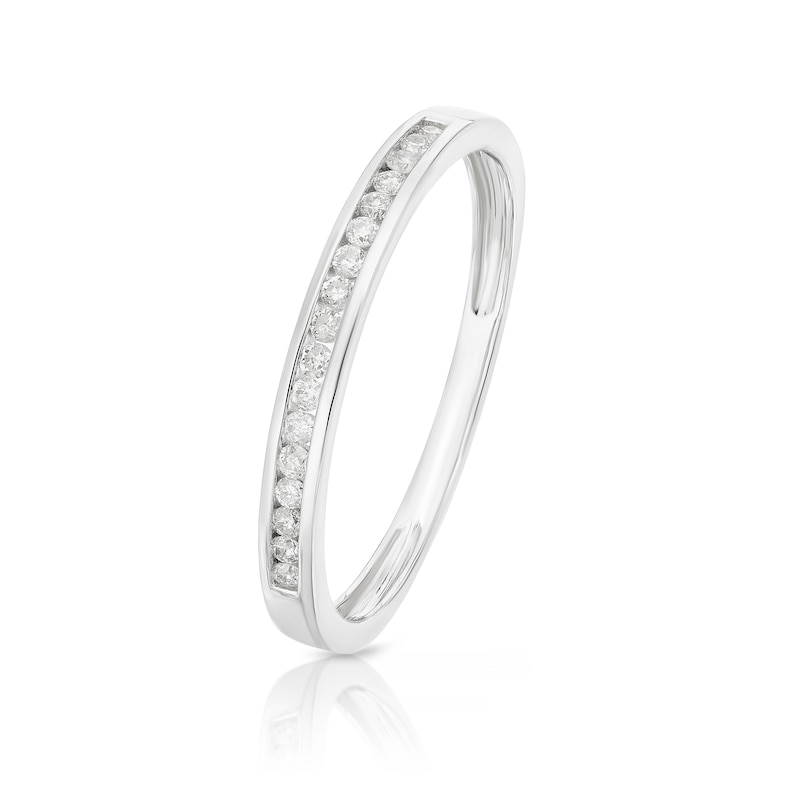 Main Image 2 of Engagement Ring 9ct White Gold Channel Set 0.10ct Diamond Ring