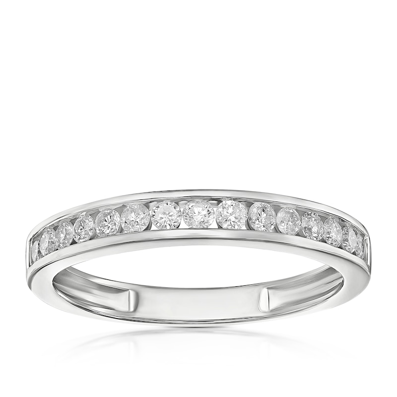 Main Image 1 of Engagement Ring 9ct White Gold Channel Set 0.30ct Diamond Ring