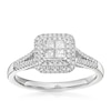 Thumbnail Image 1 of Engagement Ring Princessa 9ct White Gold Square Cluster Stone Set Shoulders 0.40ct Diamond Ring