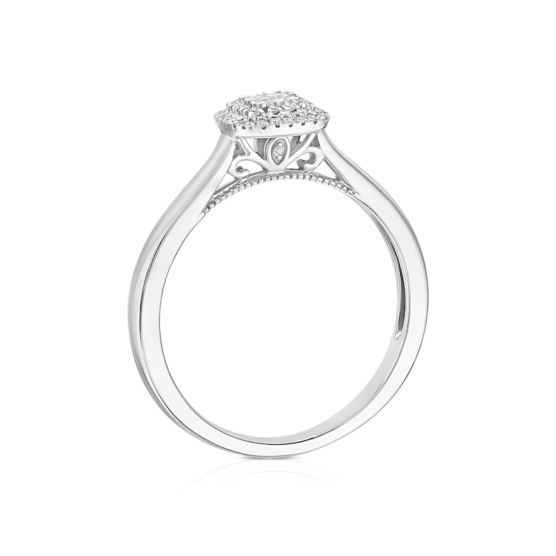 Main Image 3 of Engagement Ring Princessa 9ct White Gold Cushion Cluster 0.15ct Diamond Ring
