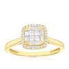 Thumbnail Image 1 of Engagement Ring Princessa 9ct Yellow Gold Cushion Cluster 0.33ct Diamond Ring