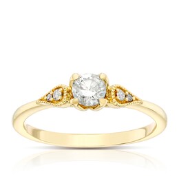 Engagement Ring Engagement Ring 9ct Yellow Gold Stone Set Shoulders Solitaire 0.33ct Diamond Ring