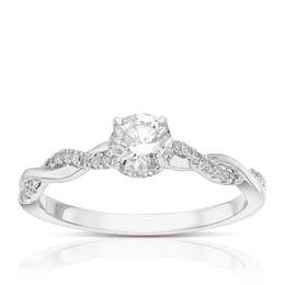Engagement Ring Engagement Ring 9ct White Gold 0.50ct Diamond Twist Solitaire Diamond Ring Ring