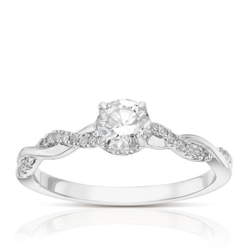 Main Image 1 of Engagement Ring 9ct White Gold 0.50ct Diamond Twist Solitaire Diamond Ring