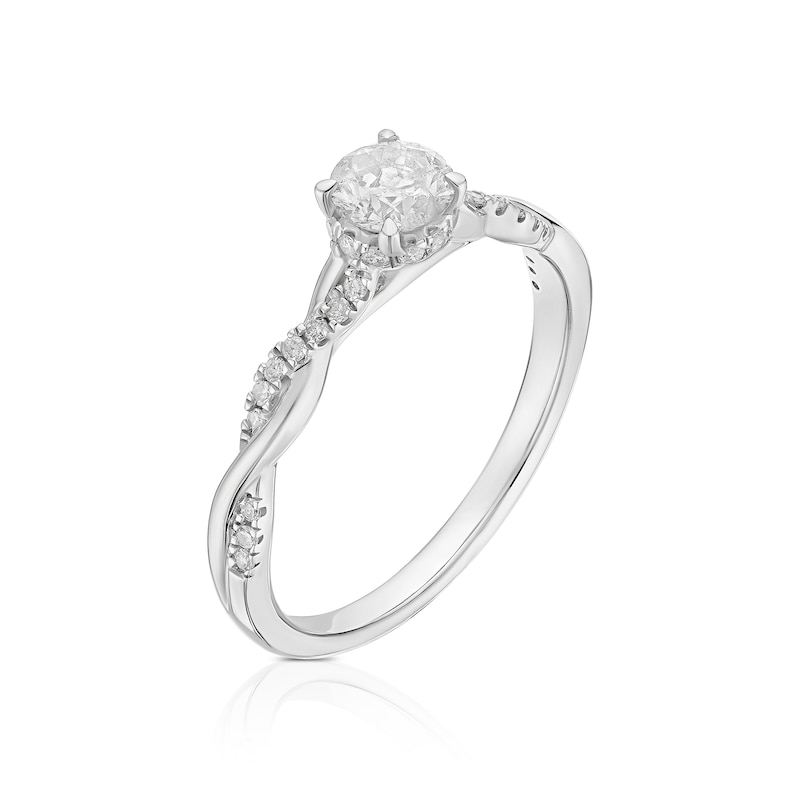 Main Image 2 of Engagement Ring 9ct White Gold 0.50ct Diamond Twist Solitaire Diamond Ring