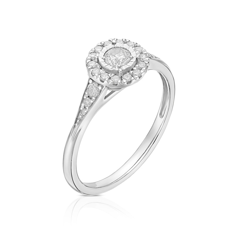 Main Image 2 of Engagement Ring 9ct White Gold 0.33ct Diamond Halo Ring