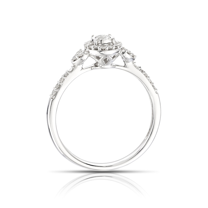 Main Image 3 of Engagement Ring Engagement Ring 9ct White Gold 0.22ct Diamond Halo Solitaire Diamond Ring Ring
