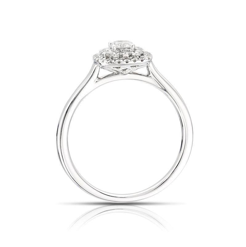 Main Image 3 of Engagement Ring 9ct White Gold 0.33ct Diamond Cushion Double Halo Ring