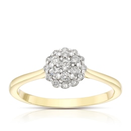 Engagement Ring 9ct Gold Flower Cluster 0.25ct Diamond Ring