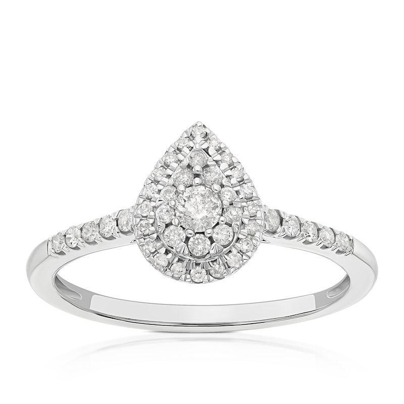 Main Image 1 of Engagement Ring 9ct White Gold Pear Cluster 0.25ct Diamond Ring