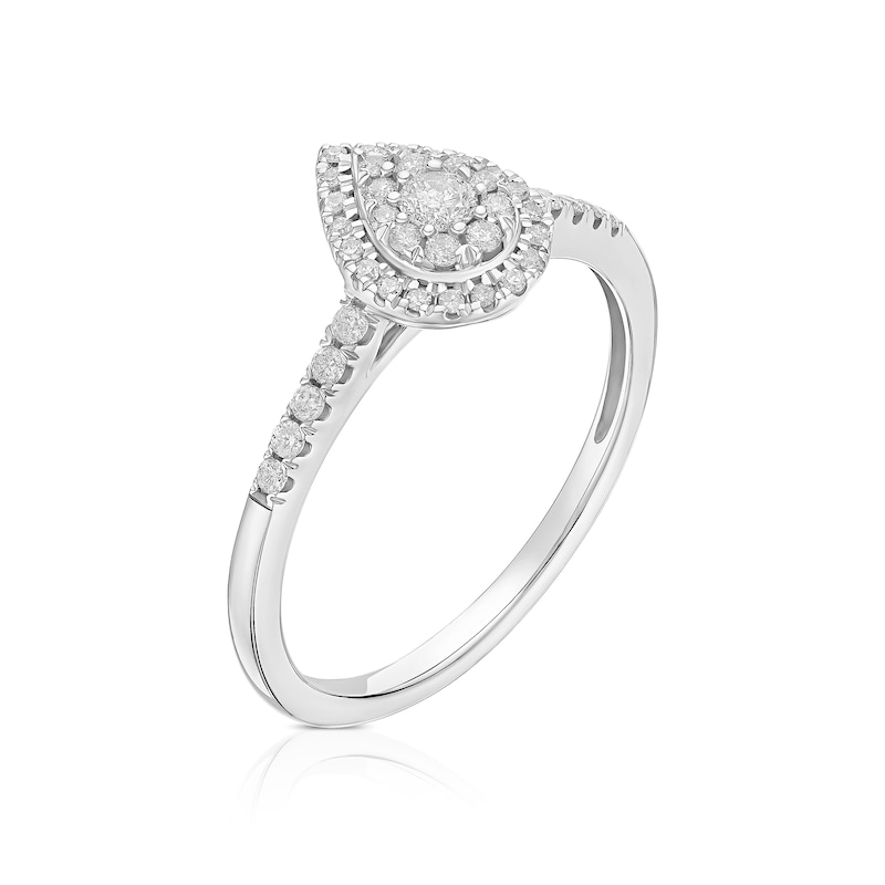 Main Image 2 of Engagement Ring 9ct White Gold Pear Cluster 0.25ct Diamond Ring