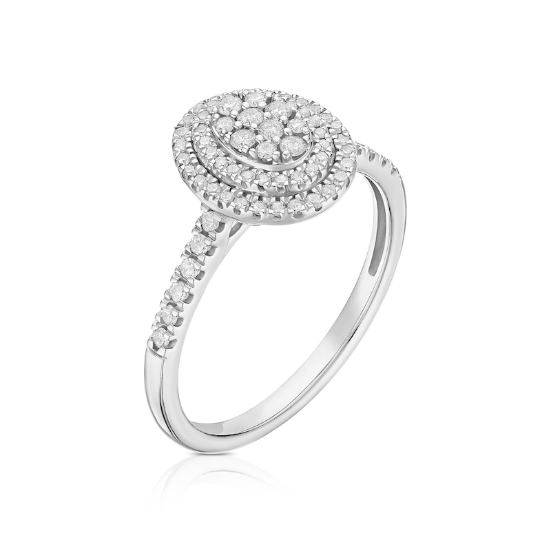 Main Image 2 of Engagement Ring 9ct White Gold Oval Cluster 0.33ct Diamond Ring