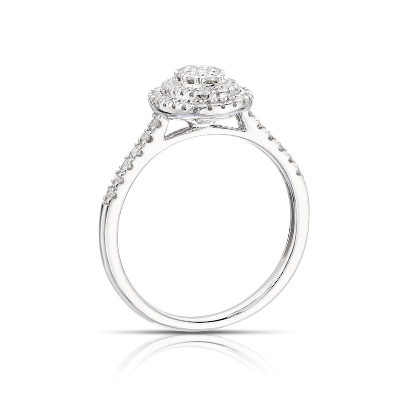 Main Image 3 of Engagement Ring 9ct White Gold Oval Cluster 0.33ct Diamond Ring