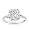 Thumbnail Image 1 of Engagement Ring 9ct White Gold Round & Baguette Emerald Cluster 0.33ct Diamond Ring