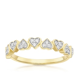Engagement Ring 9ct Yellow Gold Heart 0.20ct Diamond Ring