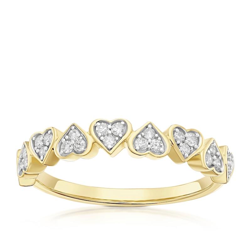 Main Image 1 of Engagement Ring 9ct Yellow Gold Heart 0.20ct Diamond Ring
