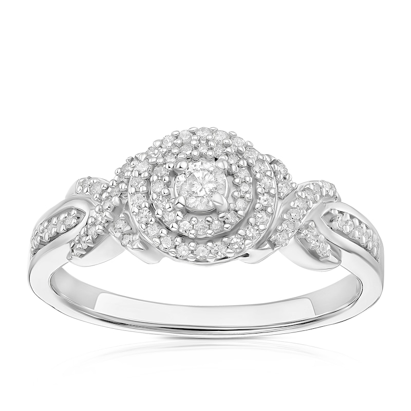 Main Image 1 of Engagement Ring Sterling Silver Solitaire 0.25ct Diamond Ring