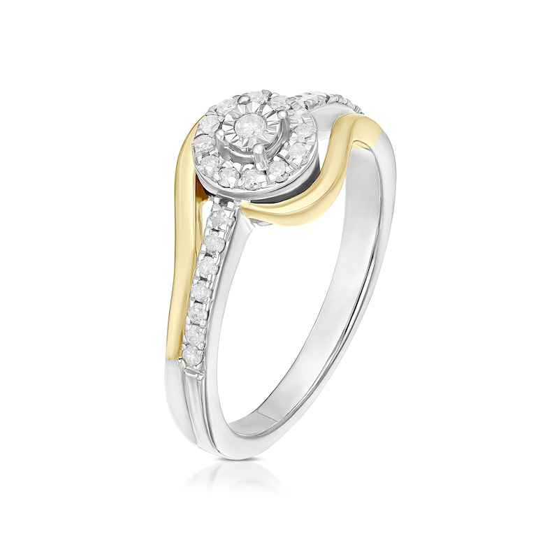 Main Image 2 of Engagement Ring Sterling Silver & 9ct Yellow Gold 0.20ct Diamond Ring