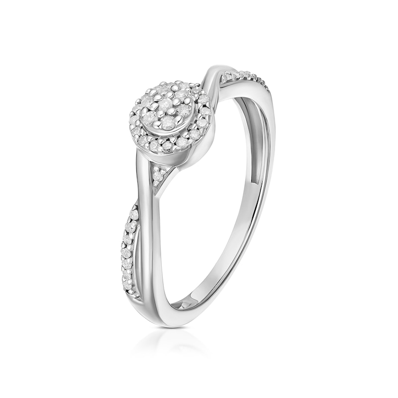 Main Image 2 of Engagement Ring Sterling Silver Twist Cluster 0.15ct Diamond Ring